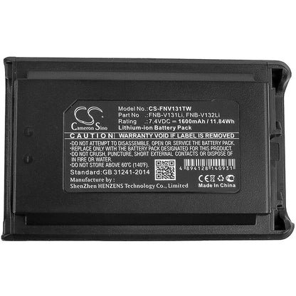 7.4V, 1600mAh, Li-ion Battery fits Yaesu, Vx-230, Vx-231, 11.84Wh
