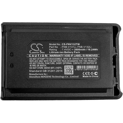 7.4V, 2600mAh, Li-ion Battery fits Vertex, Vx-230, Vx-231, 19.24Wh