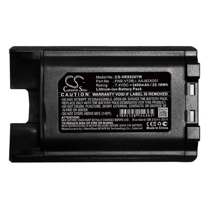 7.4V, 3400mAh, Li-ion Battery fits Vertex, Vx-820, Vx-821, 25.16Wh