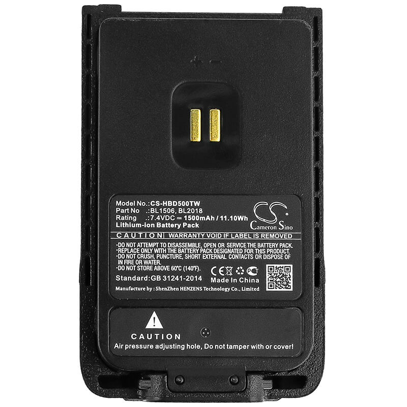 7.4V, 1500mAh, Li-ion Battery fits Hytera, Bd500, Bd505, 11.1Wh