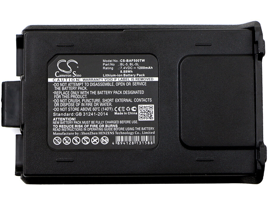 7.4V, 1200mAh, Li-ion Battery fits Baofeng, Bf-f8 Plus, Bf-f8+, 8.88Wh