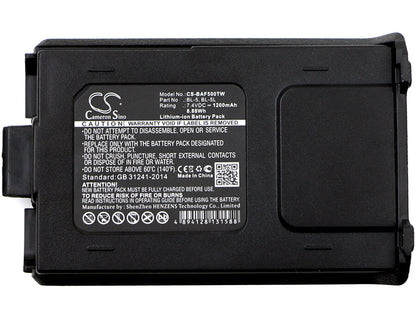 7.4V, 1200mAh, Li-ion Battery fits Baofeng, Bf-f8 Plus, Bf-f8+, 8.88Wh