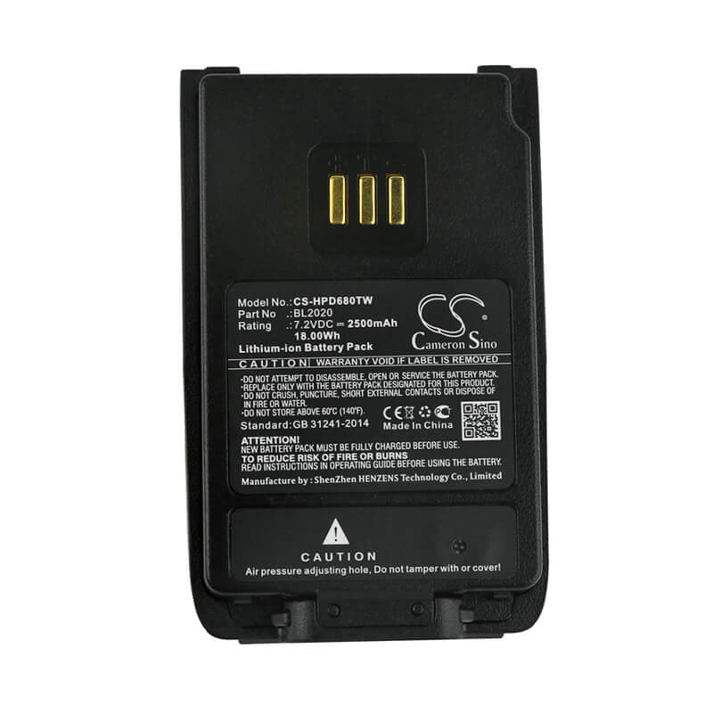 7.2V, 2500mAh, Li-ion Battery fits Hytera, Pd402, Pd412, 18Wh
