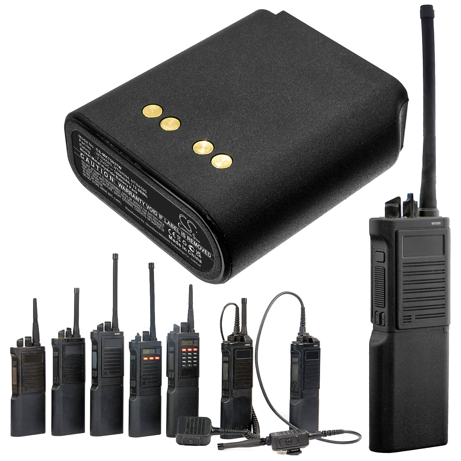 7.2V, 1800mAh, Ni-MH Battery fits Motorola, Astro Saber, Mx1000, 12.96Wh