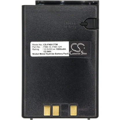 12.0V, 1000mAh, Ni-MH Battery fits Yaesu, Ft-23r, Ft-33r, 12Wh