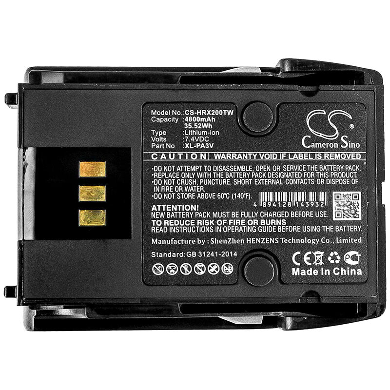 7.4V, 4800mAh, Li-ion Battery fits Harris, Xl-185p, Xl-185pi, 35.52Wh