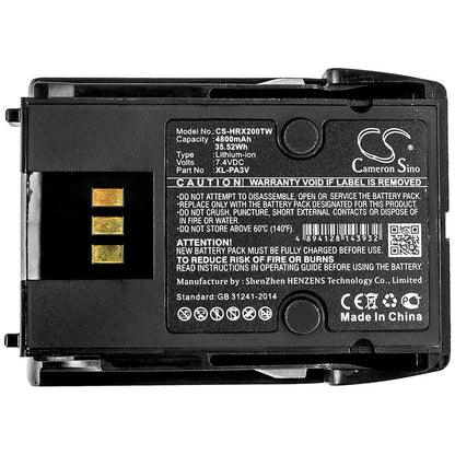 7.4V, 4800mAh, Li-ion Battery fits Harris, Xl-185p, Xl-185pi, 35.52Wh