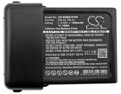7.4V, 1500mAh, Li-ion Battery fits Kenwood, Tk-2118, Tk-3118, 11.1Wh