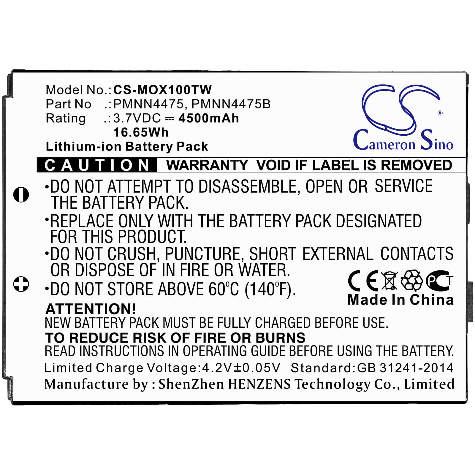3.7V, 4500mAh, Li-ion Battery fits Motorola, L10i, L10ig, 16.65Wh