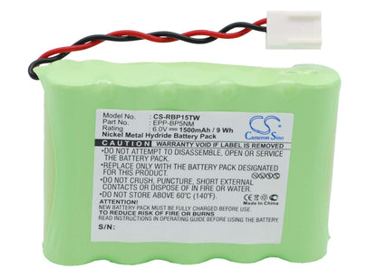 6.0V, 1500mAh, Ni-MH Battery fits Ritron, & Rt-15h, Bp5nm, 9Wh