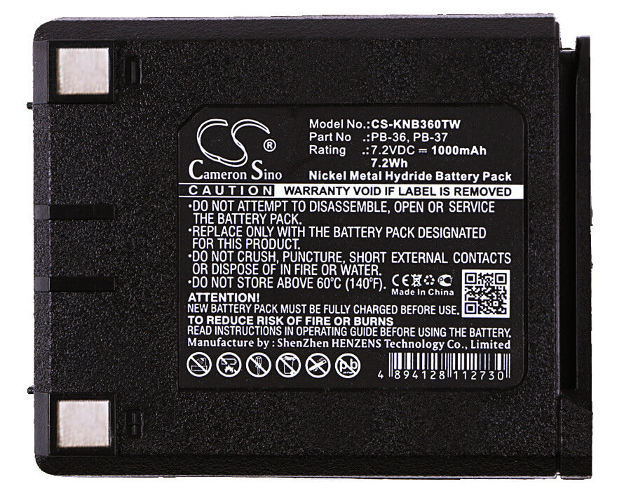7.2V, 1000mAh, Ni-MH Battery fits Kenwood, Th-235, Th-235a, 7.2Wh