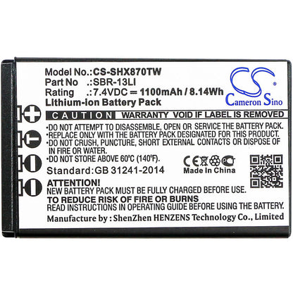 7.4V, 1100mAh, Li-ion Battery fits Horizon, Hx870, Hx870e, 8.14Wh