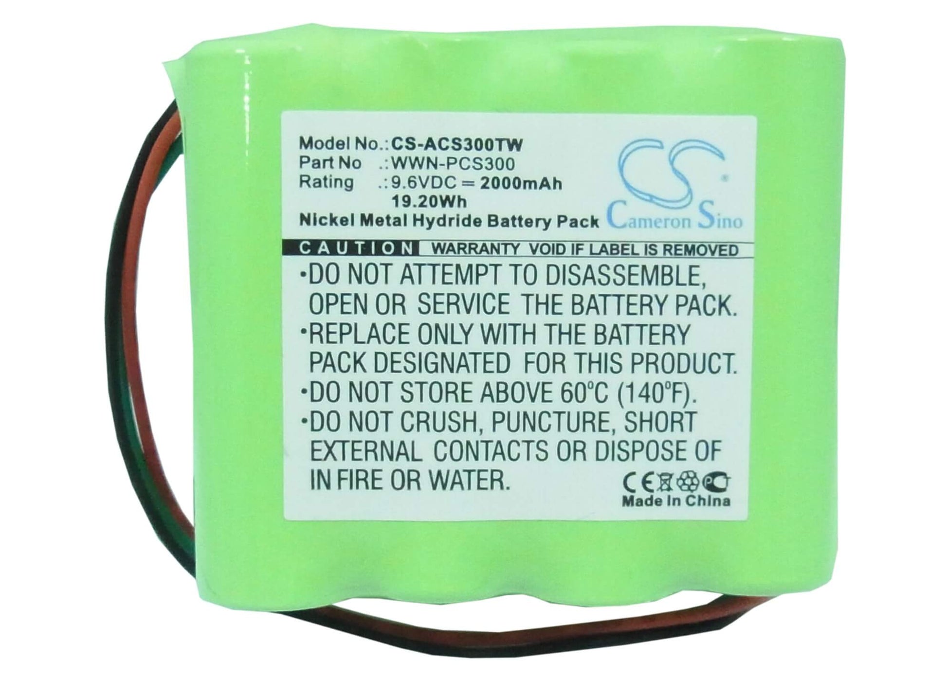 9.6V, 2000mAh, Ni-MH Battery fits Azden, Mt-1000, Pcs300, 19.2Wh