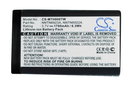 3.7V, 1700mAh, Li-ion Battery fits Motorola, Dtr410, Dtr520, 6.29Wh