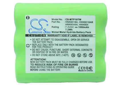 7.2V, 1000mAh, Ni-MH Battery fits Motorola, Ap10, Ap50, 7.2Wh