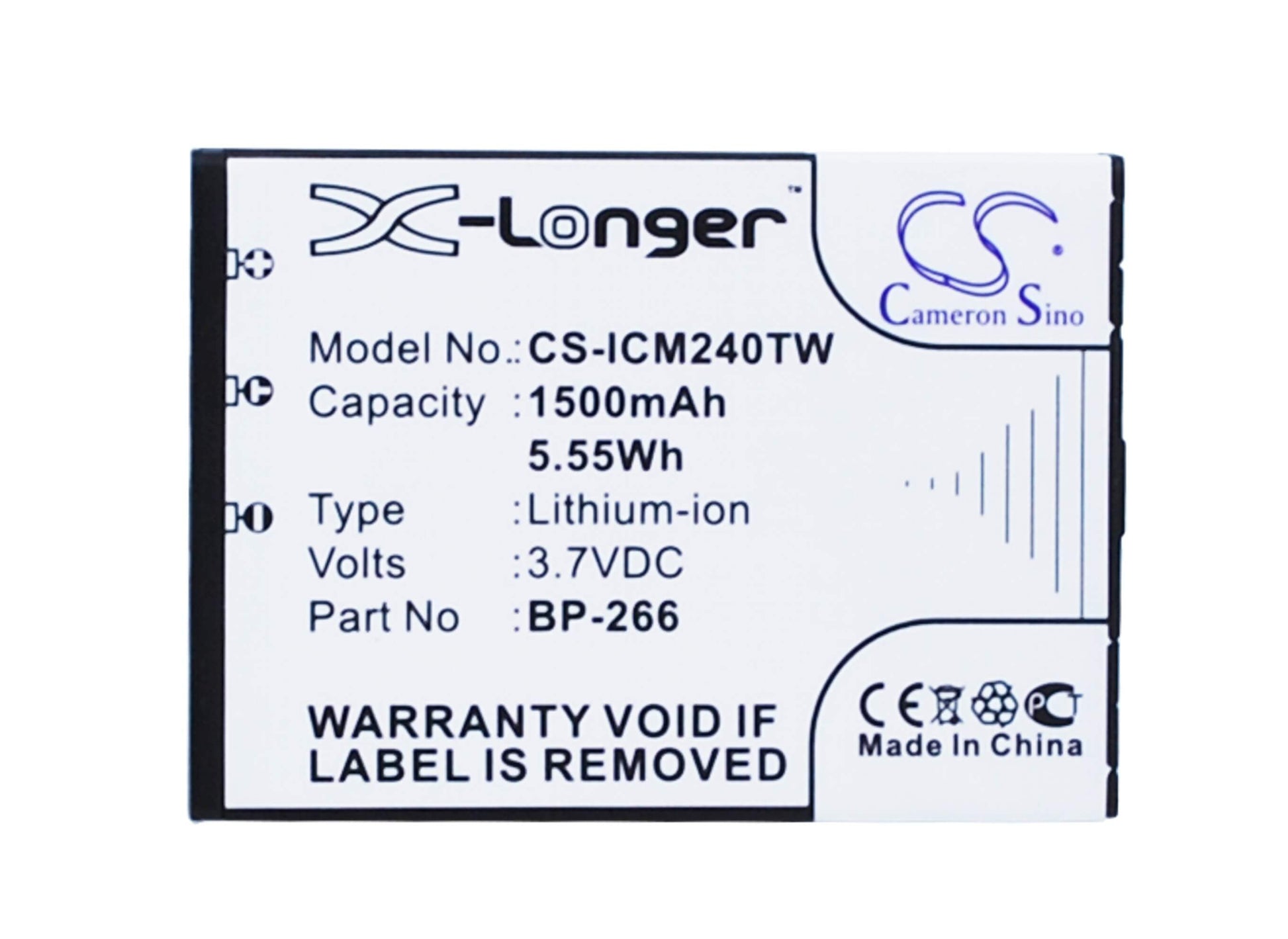 3.7V, 1500mAh, Li-ion Battery fits Icom, Ic-m23, Ic-m24, 5.55Wh