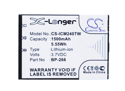 3.7V, 1500mAh, Li-ion Battery fits Icom, Ic-m23, Ic-m24, 5.55Wh