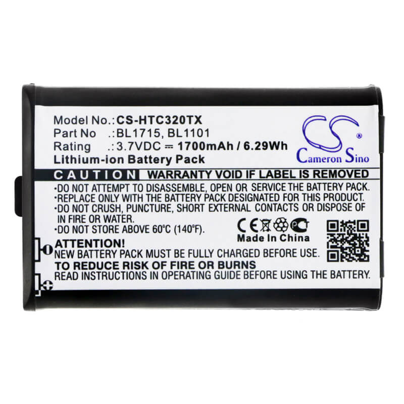3.7V, 1700mAh, Li-ion Battery fits Hyt, Tc-320, Tc-320u, 6.29Wh
