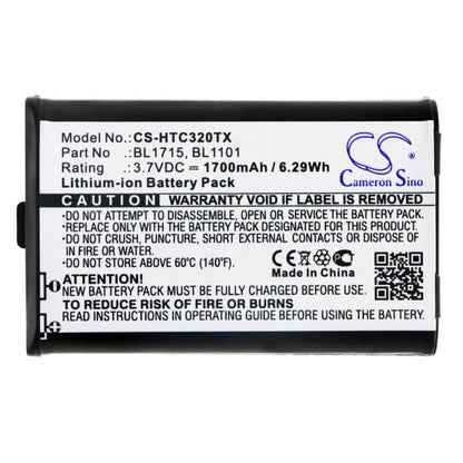 3.7V, 1700mAh, Li-ion Battery fits Hyt, Tc-320, Tc-320u, 6.29Wh