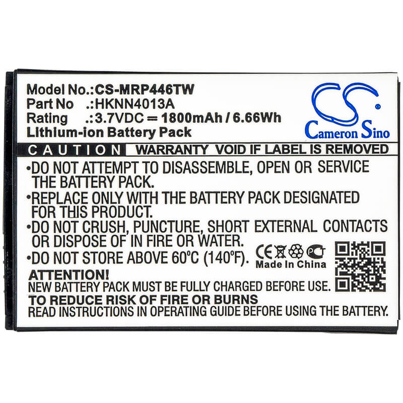 3.7V, 1800mAh, Li-ion Battery fits Motorola, Clp1010, Clp1040, 6.66Wh