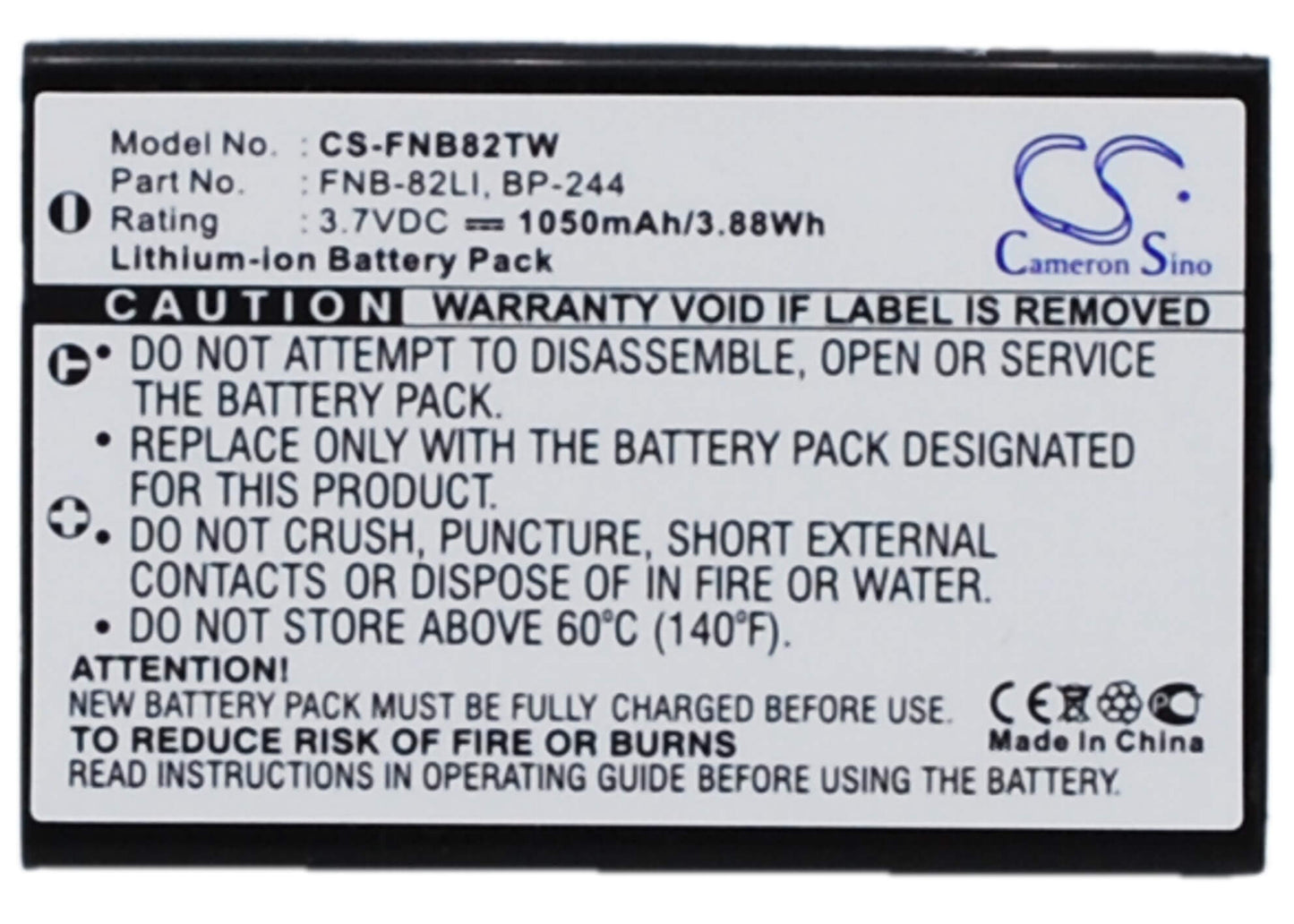 3.7V, 1050mAh, Li-ion Battery fits Yaesu, Vr-160, Vx-1, 3.885Wh