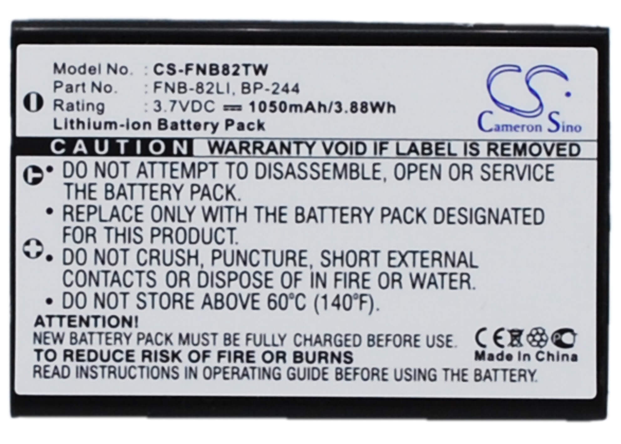 3.7V, 1050mAh, Li-ion Battery fits Yaesu, Vr-160, Vx-1, 3.885Wh