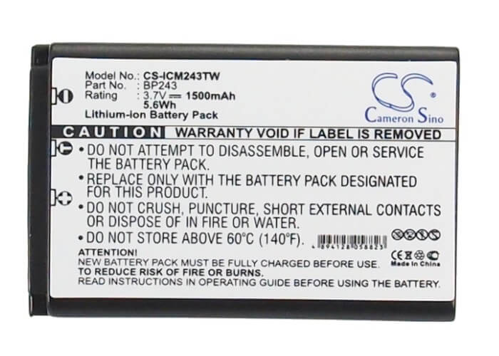 3.7V, 1500mAh, Li-ion Battery fits Icom, Ic-e7, Ic-p7, 5.55Wh