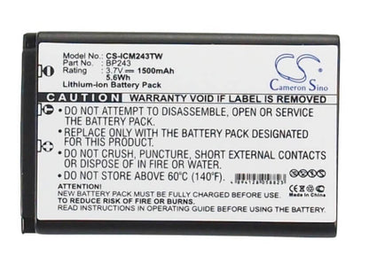3.7V, 1500mAh, Li-ion Battery fits Icom, Ic-e7, Ic-p7, 5.55Wh