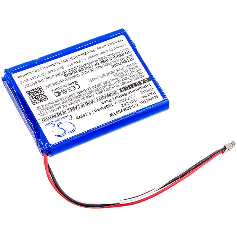 3.7V, 1400mAh, Li-ion Battery fits Icom, Ic-m25, 5.18Wh