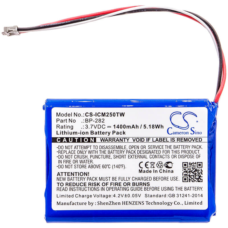 3.7V, 1400mAh, Li-ion Battery fits Icom, Ic-m25, 5.18Wh