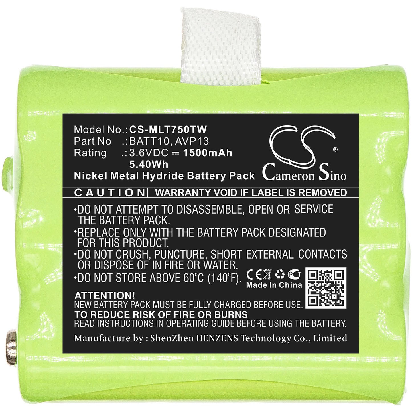3.6V, 1500mAh, Ni-MH Battery fits Midland, T71, T75, 5.4Wh