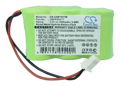 3.6V, 1000mAh, Ni-MH Battery fits Chatter Box, 100afh 2/3a, Cbfrs Batt, 3.6Wh