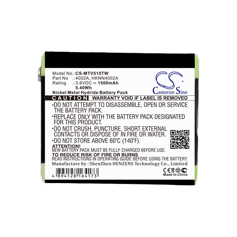 3.6V, 1500mAh, Ni-MH Battery fits Motorola, Em1000, Em1000r, 5.4Wh