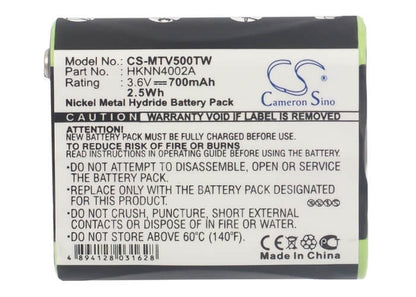 3.6V, 700mAh, Ni-MH Battery fits Motorola, Em1000, Em1000r, 2.52Wh