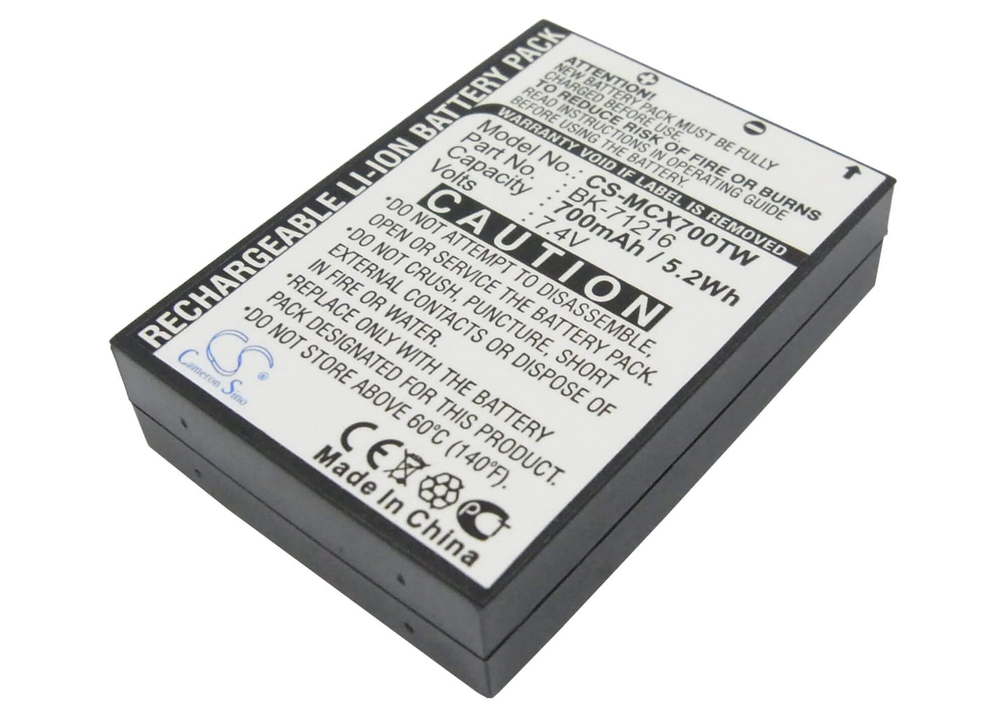 7.4V, 700mAh, Li-ion Battery fits Cobra, Cxr 700, Cxr 750, 5.18Wh