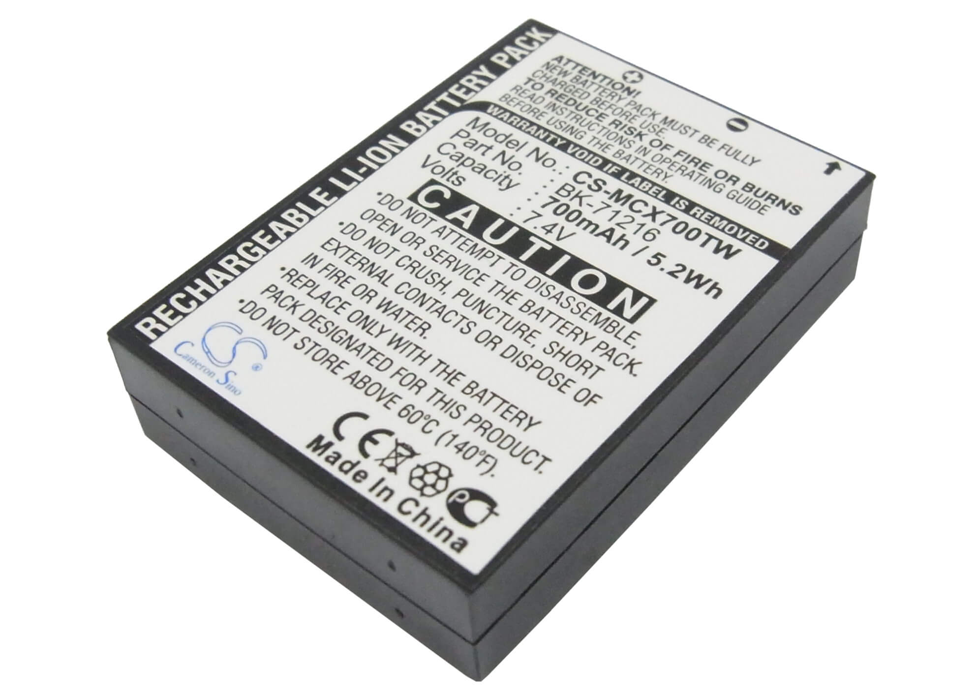 7.4V, 700mAh, Li-ion Battery fits Cobra, Cxr 700, Cxr 750, 5.18Wh