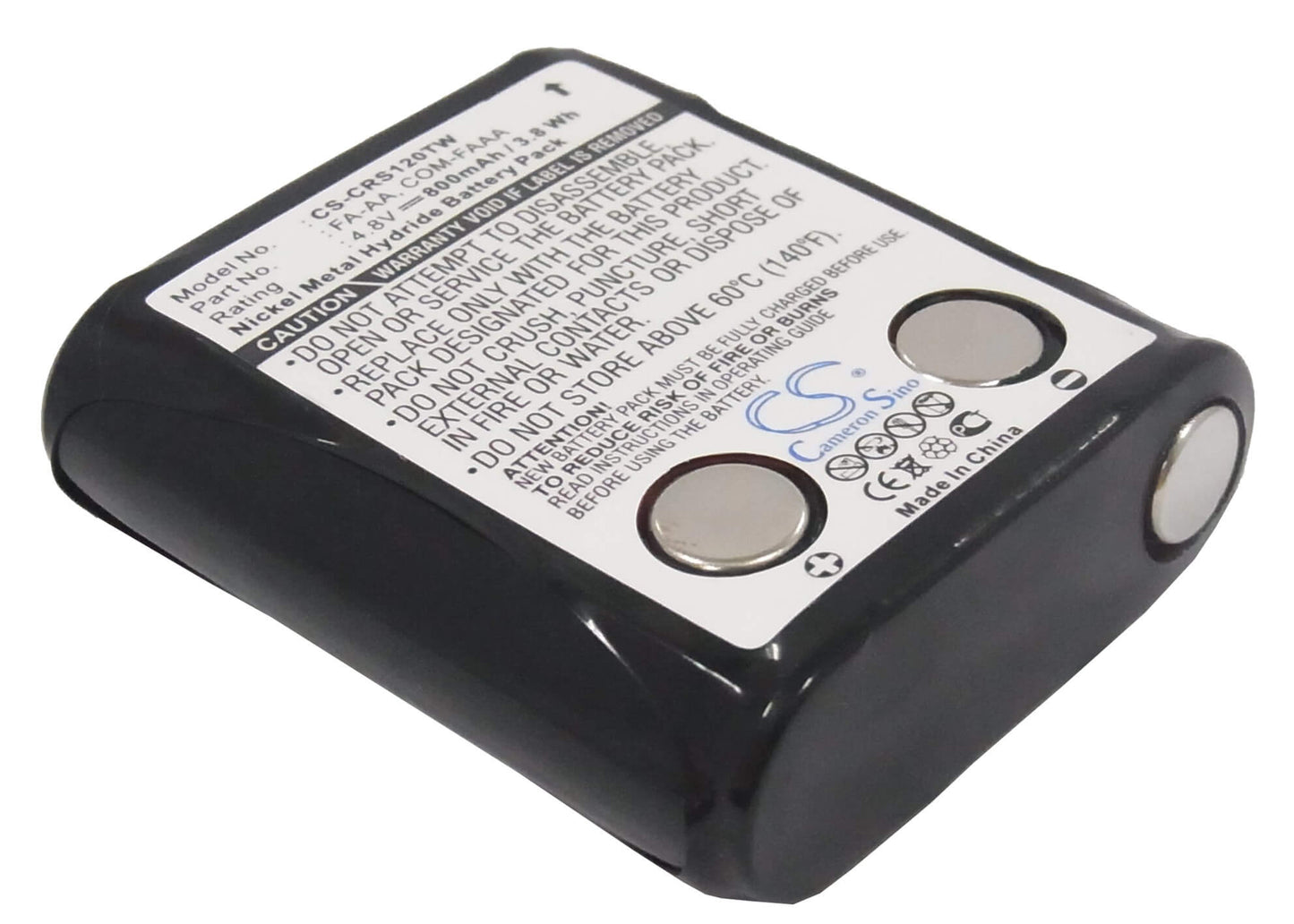 4.8V, 800mAh, Ni-MH Battery fits Cobra, Frs117, Frs120, 3.84Wh