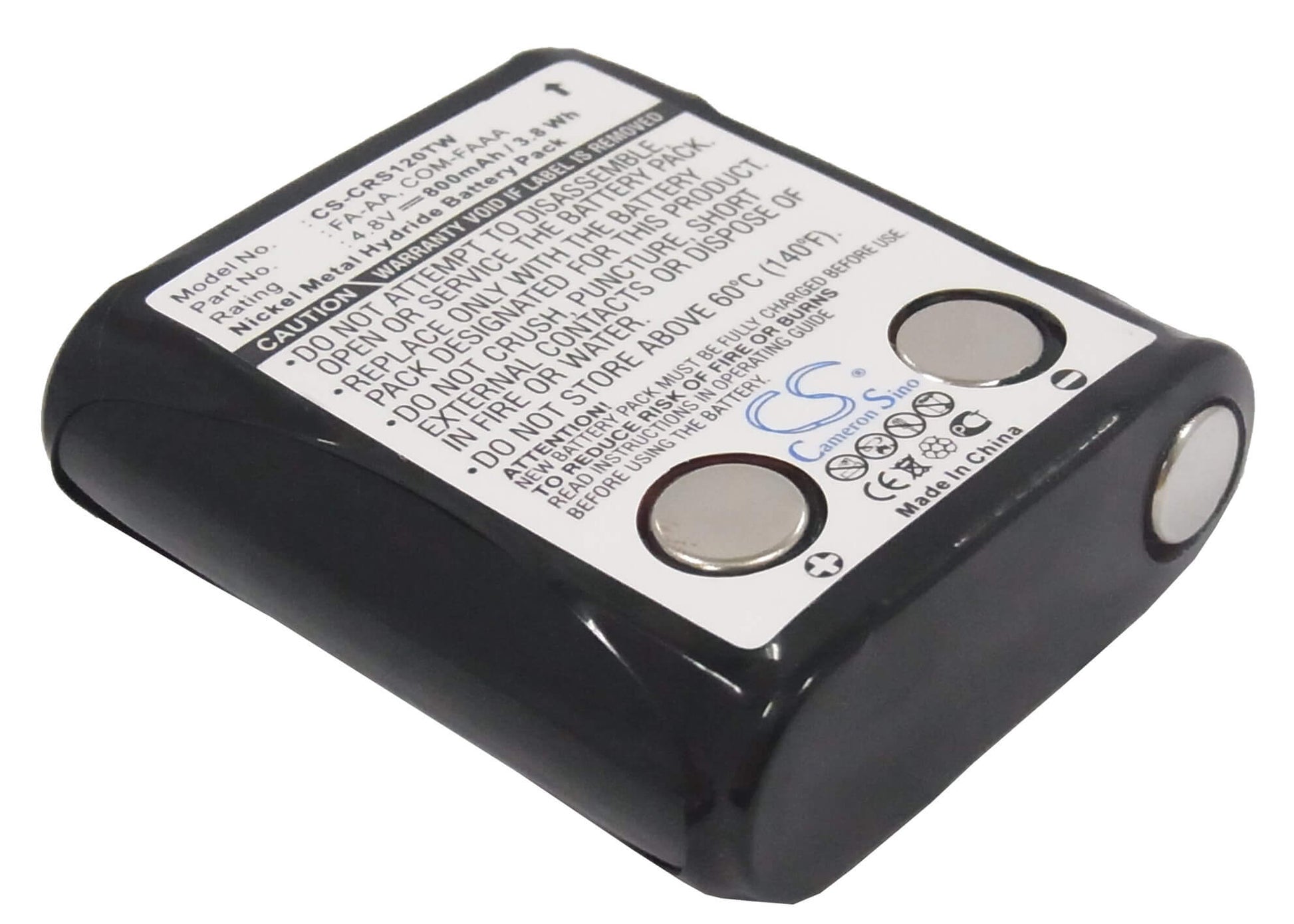 4.8V, 800mAh, Ni-MH Battery fits Cobra, Frs117, Frs120, 3.84Wh
