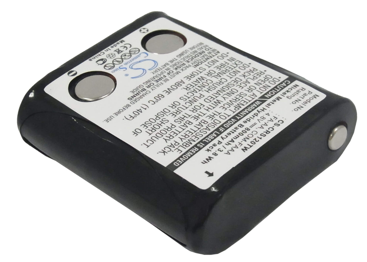 4.8V, 800mAh, Ni-MH Battery fits Cobra, Frs117, Frs120, 3.84Wh