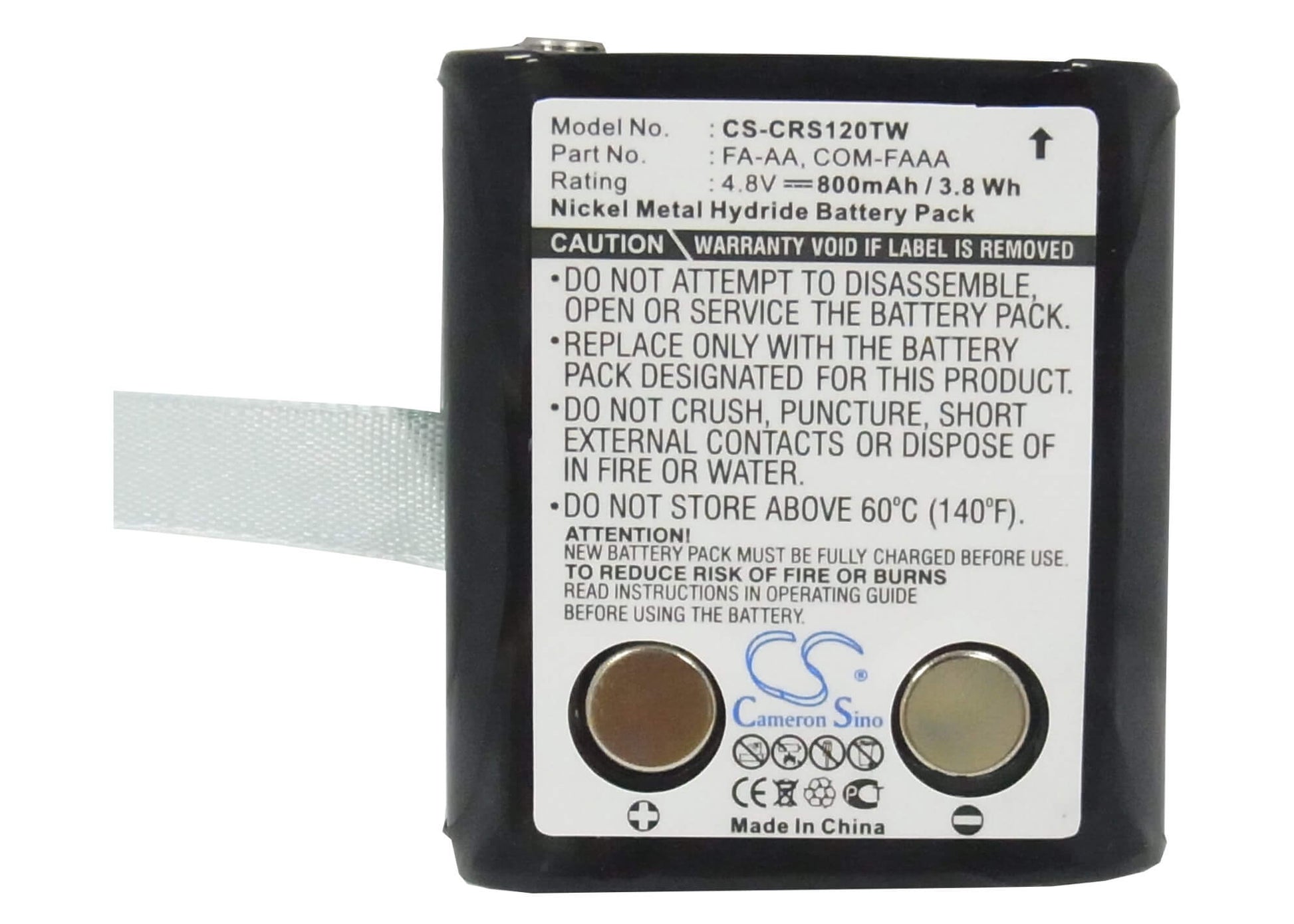 4.8V, 800mAh, Ni-MH Battery fits Cobra, Frs117, Frs120, 3.84Wh