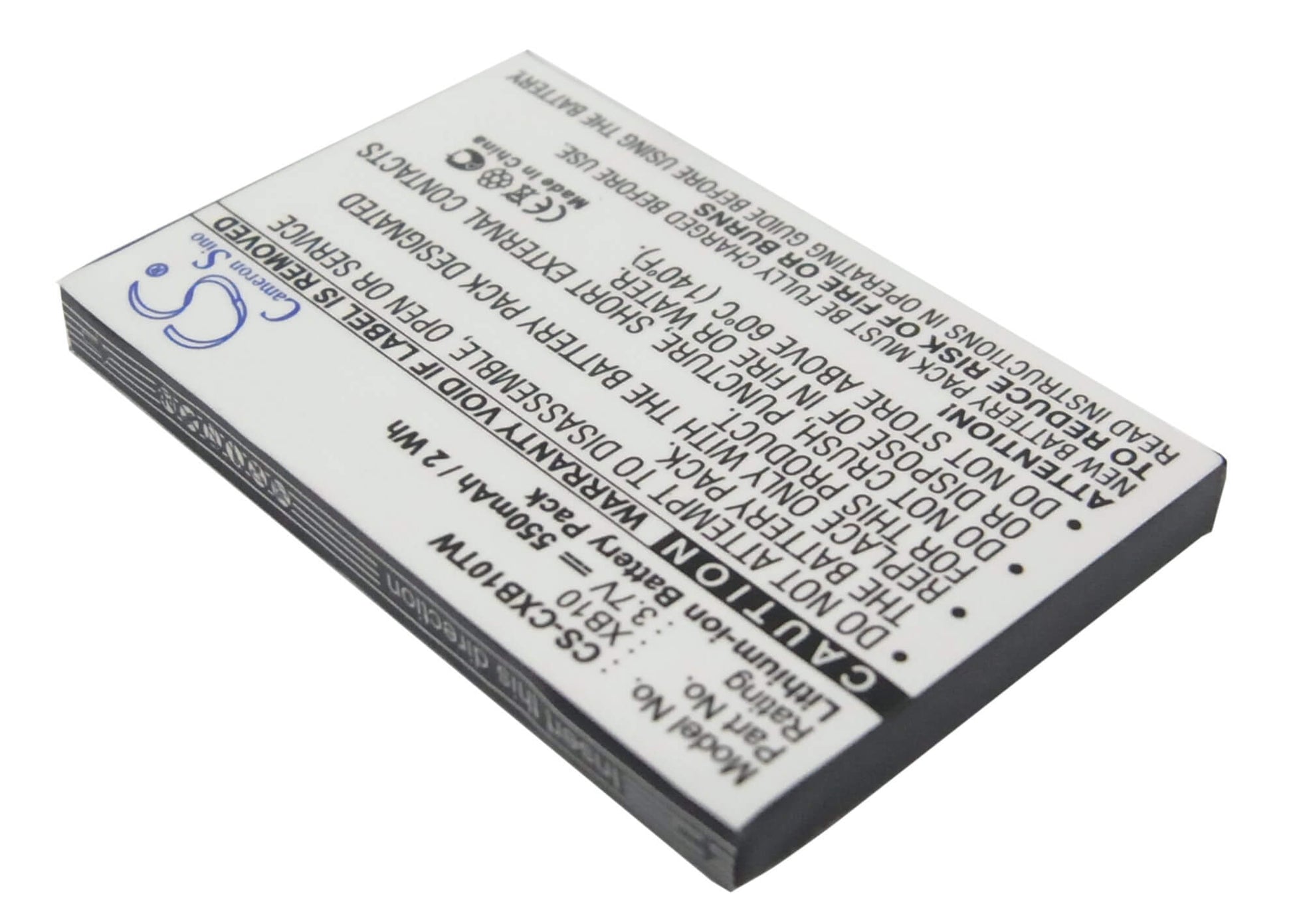 3.7V, 550mAh, Li-ion Battery fits Xact Communication, Wristlinx X2x, Wristlinx X2x-2, 2.035Wh