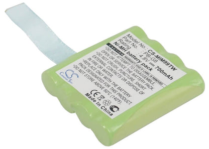 4.8V, 700mAh, Ni-MH Battery fits Alan, 441, 443, 3.36Wh