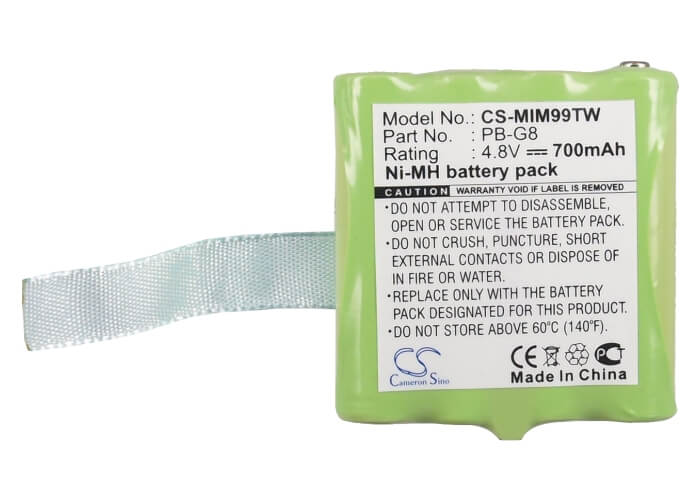 4.8V, 700mAh, Ni-MH Battery fits Midland, 456r, G6, 3.36Wh