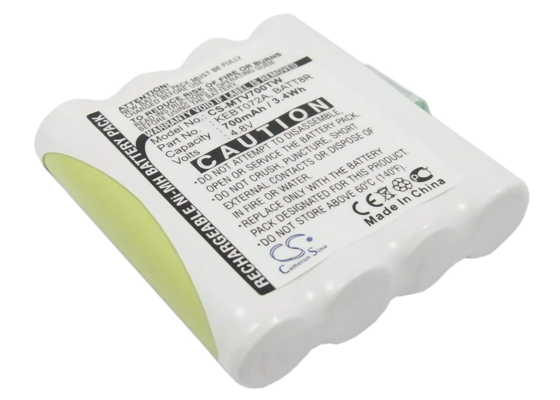 4.8V, 700mAh, Ni-MH Battery fits Motorola, M370h1a, Sx700r, 3.36Wh