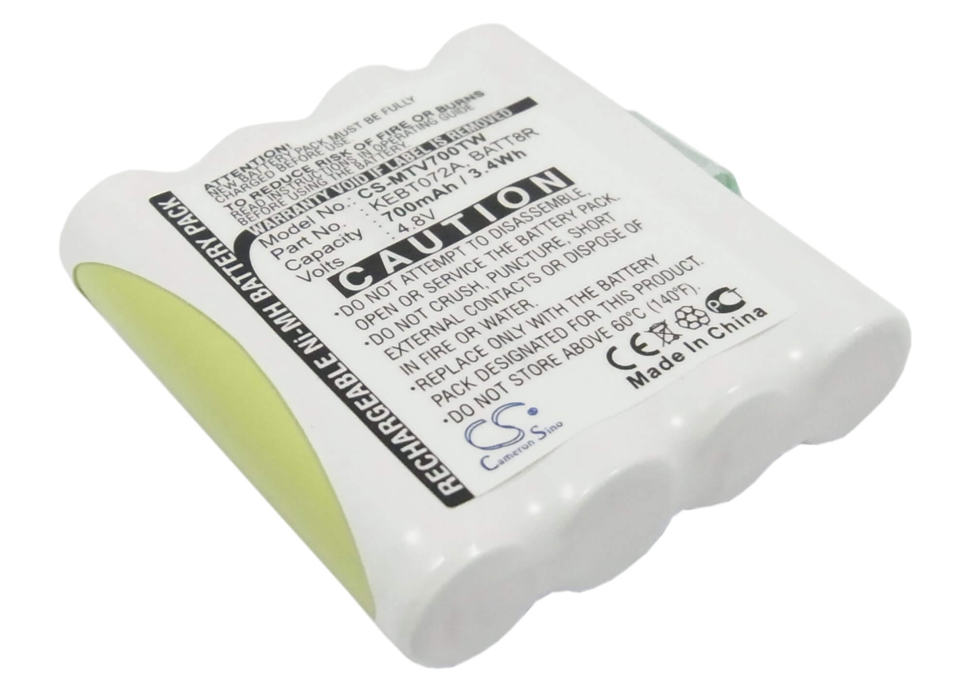 4.8V, 700mAh, Ni-MH Battery fits Motorola, M370h1a, Sx700r, 3.36Wh