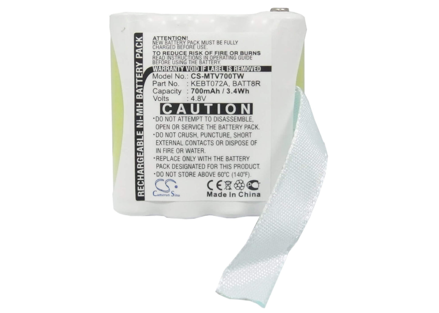 4.8V, 700mAh, Ni-MH Battery fits Motorola, M370h1a, Sx700r, 3.36Wh