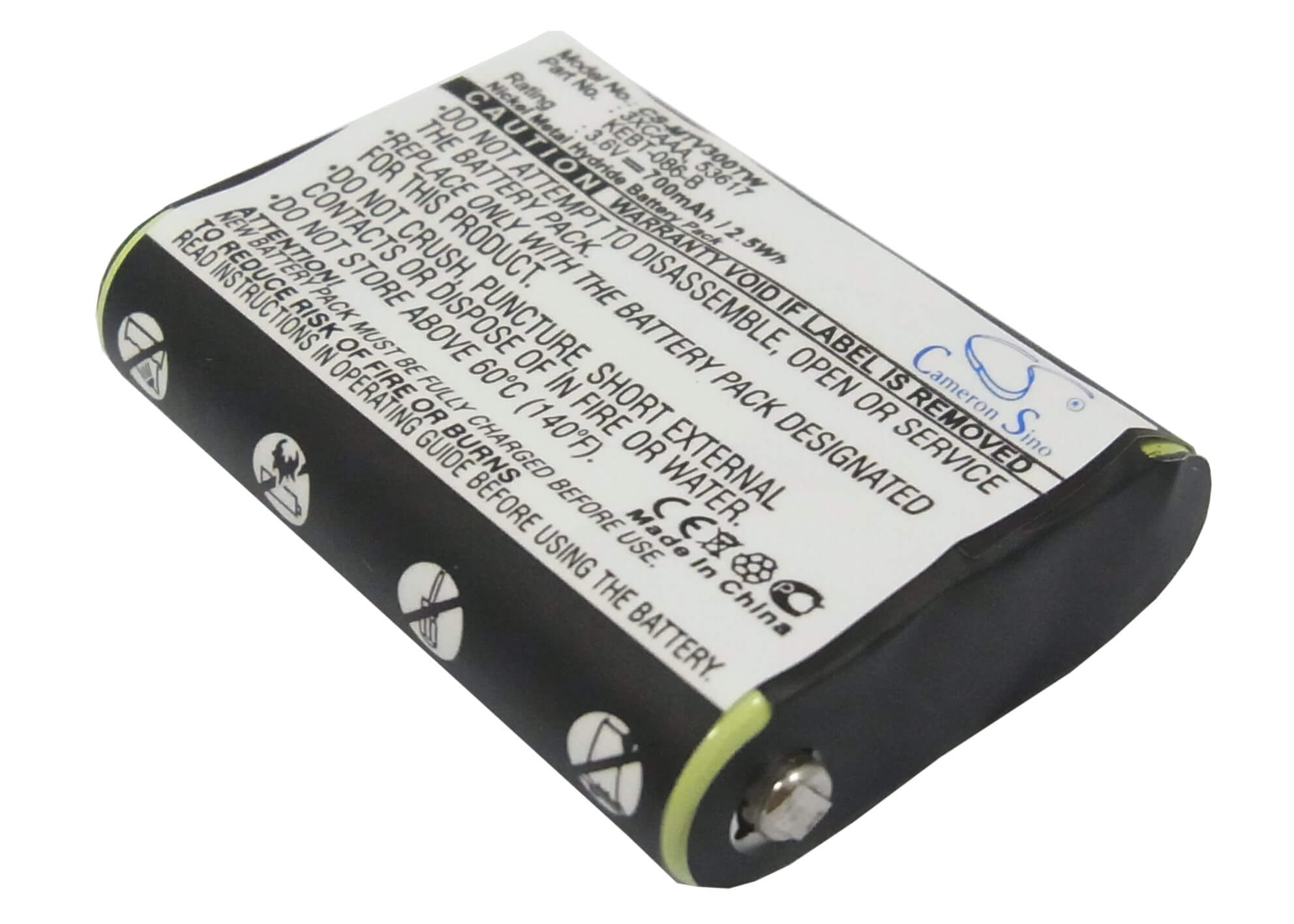 3.6V, 700mAh, Ni-MH Battery fits Motorola, Fv300, Fv500, 2.52Wh