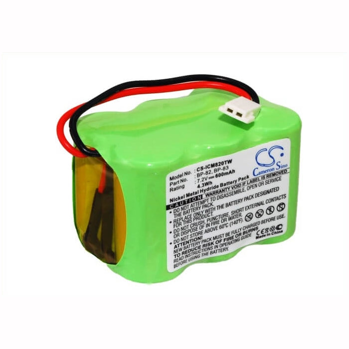7.2V, 600mAh, Ni-MH Battery fits Icom, Ic-24at, Ic-24et, 4.32Wh