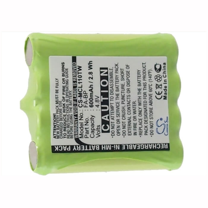 4.8V, 600mAh, Ni-MH Battery fits Switel, Wt237, 2.88Wh