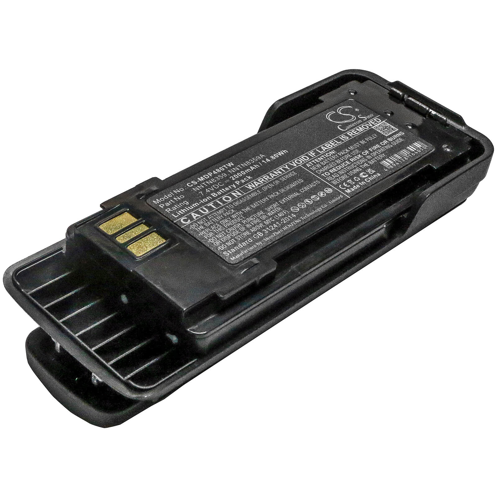 7.4V, 2000mAh, Li-ion Battery fits Motorola, Dp4000ex, Dp4401ex Atex, 14.8Wh